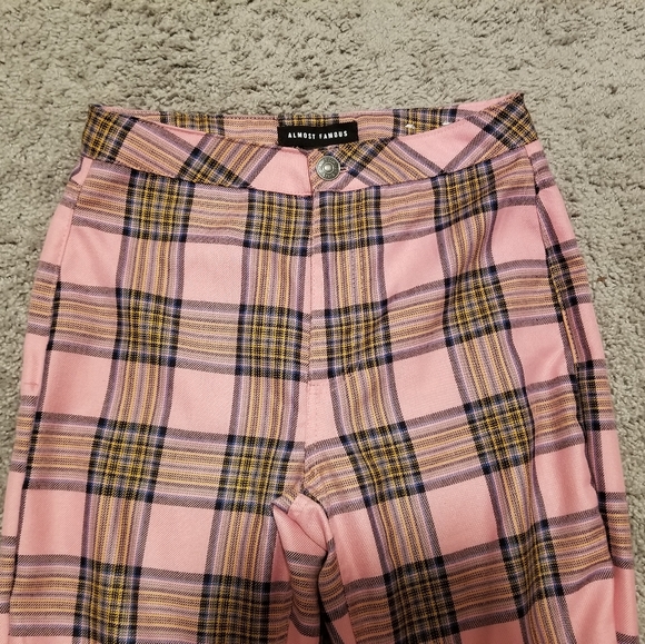 ALMOST FAMOUS 90S PLAID BELL BOTTOMS PINK CLUELESS SEXY NEW FALL FLARE MEAN GIRL - Picture 3 of 5